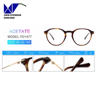 Monture de prescription ronde en métal et acétate sur mesure OEM, taille 50-22-145, vision haute définition pour adultes unisexes, MOQ flexible (100 pièces)