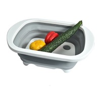 Planche à découper pliable multifonctionnelle, panier égouttoir pliable pour évier, passoire à légumes lavable, organisateur de rangement pour vaisselle de cuisine