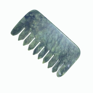 Peigne de massage du cuir chevelu en jade Xiuyan naturel, outil de grattage Gua Sha pour les soins capillaires et la relaxation - Product Image 2