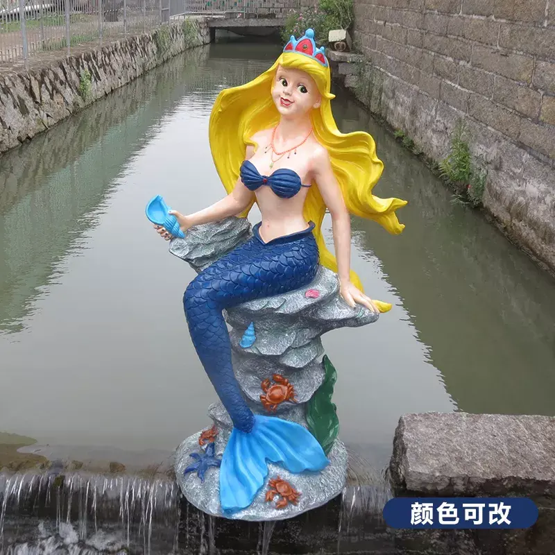 Custom giant resin ocean style marine animals statue fiberglass mermaid sculpture for seaside decoration