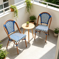 Meubles d'extérieur en plastique tressé, chaises de salle à manger de jardin, meubles d'extérieur en aluminium, en bleu et blanc