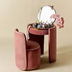 Tocador con Espejo Moderno para Espacios Pequeños, con Silla, Muebles <span class=keywords><strong>de</strong></span> <span class=keywords><strong>Dormitorio</strong></span>, Mesa <span class=keywords><strong>de</strong></span> Maquillaje, Nuevo Diseño, Venta al por Mayor - Product Image 3