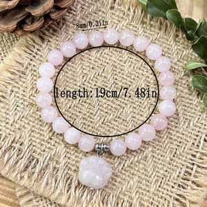 トレンディな犬の足、猫の足女性の癒しのジュエリーピンククリスタルハートビーズのストレッチブレスレットパーティーやギフトWtihカード - Product Image 5