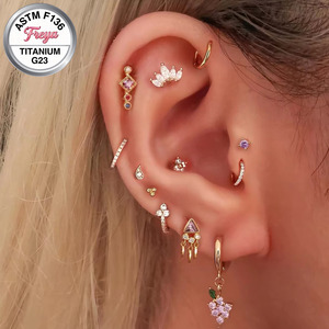 Gioielli Freya Fashion, Orecchino a Lobo in Titanio ASTM-F136 6AI-4V <span class=keywords><strong>ELI</strong></span> G23, Placcato Oro PVD, Piercing Labret per Labbra, Gioielli per Donne - Product Image 3