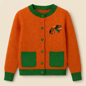 Suéter de Mujer de Lana/Cachemira Tejido a Máquina de la Universidad FAMU Florida A&M, Casual de Otoño, Calidad Premium, Antiarrugas y Transpirable - Product Image 1