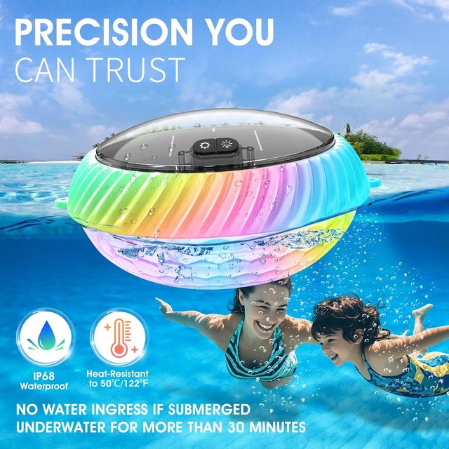 Solar Powered Floating Pool Lights 7.6 Inch RGB Color Changing IP68 Waterproof for Swimming Pools & Party Decor