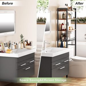 <b>Bathroom</b> Storage Rack 4 Layers 24 In Width Freestanding Space Saving Toilet Organizer Shelf - Product Image 3