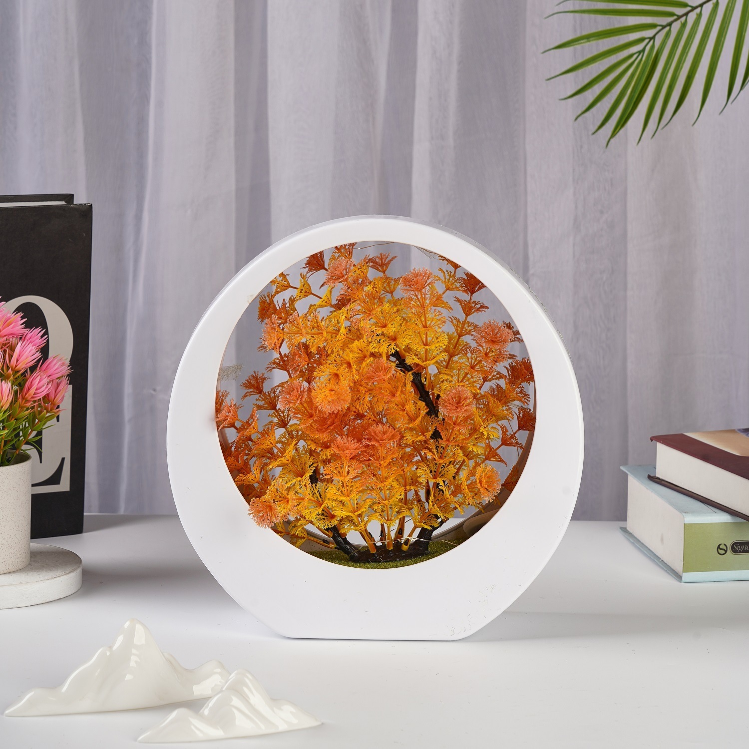 Fish Tank Grass Round View - Maple Leaf Red (USB Plug in)