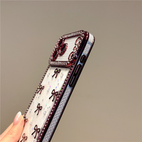 Coque de téléphone transparente avec nœud papillon en strass plaqué coréen pour iPhone 18 Pro Max 17 16 15, protection d'appareil photo, pare-chocs brillant en TPU