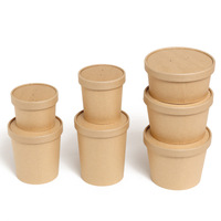 Bol en papier jetable, boîte d'emballage à emporter, bol en papier circulaire, seau à soupe, bol en papier pour salade