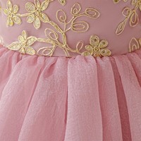 Rok Formal Anak Perempuan Model O-Neck Sepanjang Lutut dengan Desain Renda Jala untuk Pernikahan dan Pertunjukan Festival Anak-anak ODM