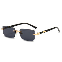 Gafas de Sol Rectangulares sin Montura de PC Color Caramelo al por Mayor para Mujer y Hombre, Lentes de Moda para Fiesta, Gafas de Sol con Protección UV400
