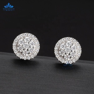Desain bunga klasik 925 anting-anting kancing belakang sekrup perak murni GRA bersertifikasi ukuran kecil berlian moissanite - Product Image 1