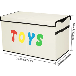 Boîtes de rangement pour jouets Bin Grand <span class=keywords><strong>coffre</strong></span> à jouets avec couvercle pliable <span class=keywords><strong>Beige</strong></span> - Product Image 2