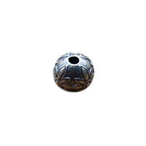 Antique Silver Beads Round <b>Spacer</b> Beads With Floral Design For Bracelet Making 37% Silver Plated Jewelry Findings - Product Image 4