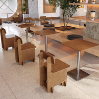 Meubles rétro, table à manger carrée, base en acier inoxydable, chaise, banquette murale, sièges pour café