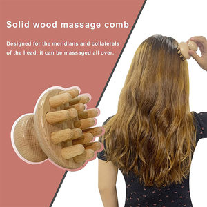 Masseur de cuir chevelu personnalisé en gros pour la relaxation de la tête et du corps, gratte-tête à manche en bois, masseur de tête en forme de griffe de pieuvre - Product Image 2