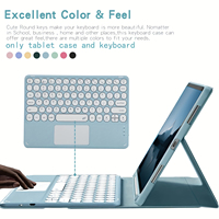 Casing Keyboard Tablet Lepas Pasang dengan Lampu Latar 7 Warna, Penyangga Folio Magnetik untuk iPad 10.2 Inci, Fitur Auto Sleep Wake