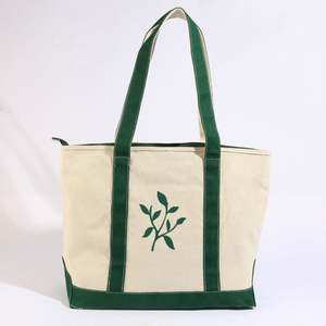 Bolsa de Compras Plegable de Gran Capacidad, Informal, de Lona de Algodón, con Asas de Cuerda y Cierre de Cremallera - Product Image 3