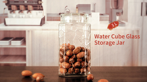 Approvisionnement en usine en gros Cube d'<span class=keywords><strong>eau</strong></span> bocal de stockage en verre coloré scellé couvercle à vis Mason bidon <span class=keywords><strong>prix</strong></span> bon marché pour les Condiments - Product Image 4
