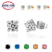 Boucles d'oreilles unisexes pour le bureau/le travail, bijoux de piercing en titane ASTM F136 G23 plaqué or, clous à clip avec zircon coloré et motif papillon