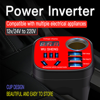 Inversor de Corriente para Auto de 200W, DC 12V/24V a AC 220V, Cargador Rápido QC3.0 USB-C con Pantalla LED, Adaptador de Encendedor de Cigarrillos