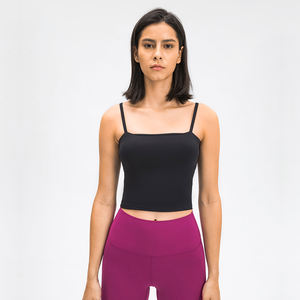 Camisetas Interiores Sin Mangas Débardeurs de fitness décontractés Débardeurs courts avec logo personnalisé avec soutien-gorge intégré - Product Image 1