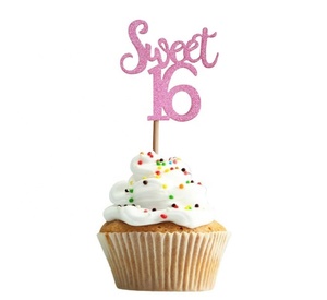 Oro Argento 16th Festa di Compleanno Temi Con Strass Decorazione Anniversario Forniture Decorazione di Una <span class=keywords><strong>Torta</strong></span> Dolce 16 Cake Topper - Product Image 5