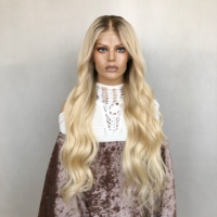 Peluca de Cabello Humano Virgen Europeo con Frente de Encaje, Línea de Cabello Natural, Color Rubio Platino Ombre, Encaje Suizo HD, para Mujeres Blancas