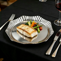 Assiette de service décorative en métal texturé en acier inoxydable pour restaurants, hôtels, maisons - Personnalisable, compatible lave-vaisselle