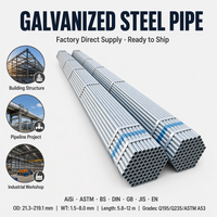 Tuyau en acier sans soudure galvanisé à chaud, tuyau rond revêtu de zinc Q235B 20 #   A106 GrB Q355B DN15-DN600 Sch40 6m