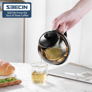 En gros Chinois Unique <span class=keywords><strong>Demi</strong></span>-<span class=keywords><strong>Lune</strong></span> <span class=keywords><strong>Café</strong></span> & Thé Ensembles Haute Résistant À La Chaleur En Verre Borosilicate Théière Théière Avec Infuseur - Product Image 2