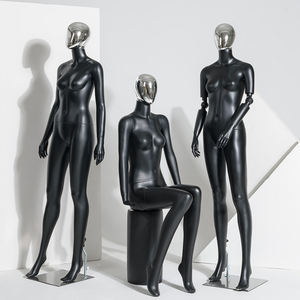 Fabrika fiyat Pp plastik mat siyah tam vücut galvanik kafa elbise formu mankeni kadın manken bebek giysi ekran için - Product Image 6