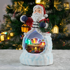 New Arrival <b>Christmas</b> Gift LED Musical Indoor Santa House Music <b>Box</b> Rotating Train Polyresin Material CE Certified Decoration - Product Image 5