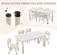 Ensemble Table et 4 Chaises en Plastique pour Enfants Facile à Nettoyer Bureau d'Étude Anti-Graffiti pour Jardin d'Enfants Mobilier de Garderie