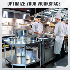 Corner <b>Stainless</b> <b>Steel</b> <b>Work</b> <b>Table</b> Food Prep <b>Tables</b> for Commercial Kitchen NSF Metal Heavy Duty Workbench with Backsplash - Product Image 6