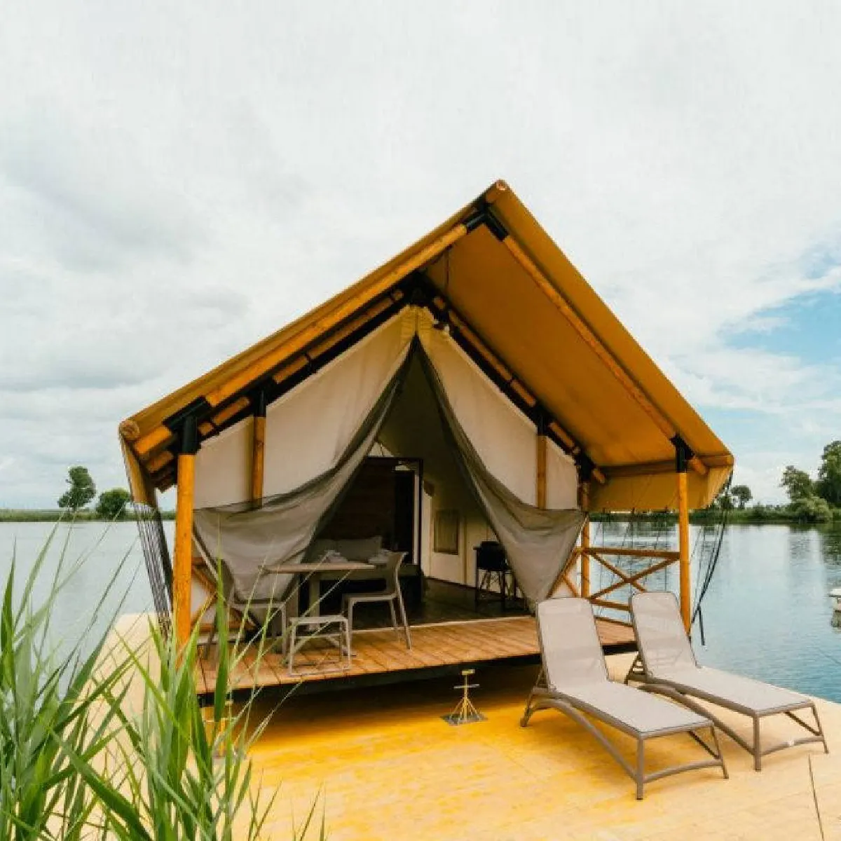 Casa de luxo pré-fabricada glamping africano safari lodge tenda hotel com banheiro