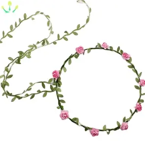 Guirlande de rotin artificielle colorée pour femme, couronne florale, serre-tête pour fille ou mariage, couronne
