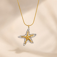 Collier pendentif étoile de mer en métal SUMMLY, plaqué or 18 carats, chaîne serpent en acier inoxydable, bijoux minimalistes pour femmes