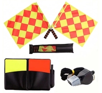 Kit de drapeaux d'arbitre de football professionnel 2 pièces, drapeaux d'arbitre jaunes et rouges imperméables avec sac de transport, cartes d'arbitre, sifflet d'arbitre