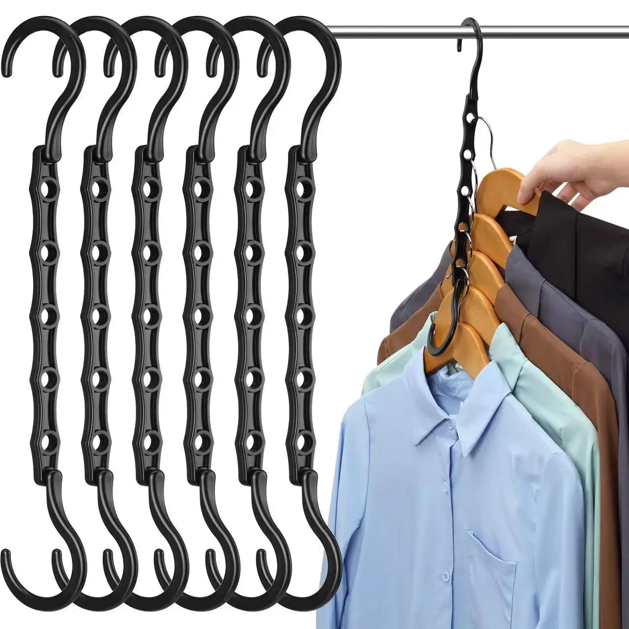 Économise de l'espace crochet magique en plastique cintre connecteur garde-robe vêtements organisateur crochets pour vêtements