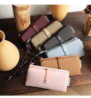Portefeuille pour femme, portefeuille fin en cuir PU pour femme, porte-cartes de crédit, portefeuille de voyage, portefeuille long à fermeture éclair en chevron de couleur châtain pour femme