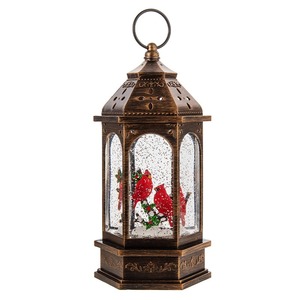 Lanterne à eau scintillante avec globes de neige de Noël, cardinaux, cristal, alimentation par piles ou USB, boîte à musique avec 8 chansons, minuterie 6H, Noël - Product Image 5
