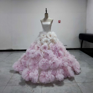 Robe de Quinceañera de luxe rose Spjy022, sans bretelles, corset, appliques florales 3D, tulle ombré, robe de bal Jancember - Product Image 3