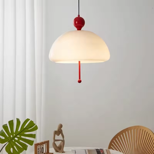 Lámpara De Seta creativa francesa Lámpara colgante de capullo de flor de cristal de jade blanco Retro - Product Image 4