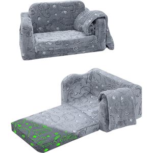 Foldable Plush Children's Sofa Grey <b>Pink</b> High Elasticity Sponge Compressible Packaging For 0 To 24 Months Kids - Product Image 5