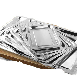 Bandeja de Servir de Acero Inoxidable 304 316 Rectangular Resistente a Altas Temperaturas, Plato para Arroz al Vapor, Dumplings, Barbacoa, Moderno y Sencillo - Product Image 1