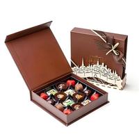 Boîtes cadeaux personnalisées en carton rigide magnétique, écologiques, avec gaufrage UV et éponge, couleur vert chocolat, avec séparateurs
