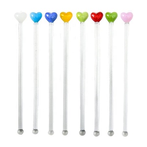 17.5Cm Nhiều Màu Tình Yêu Trái Tim Tái Sử Dụng Thủy Tinh Khuấy Cà Phê Trộn Stick Cho Sản Phẩm Gia Đình Thanh Công Cụ - Product Image 2