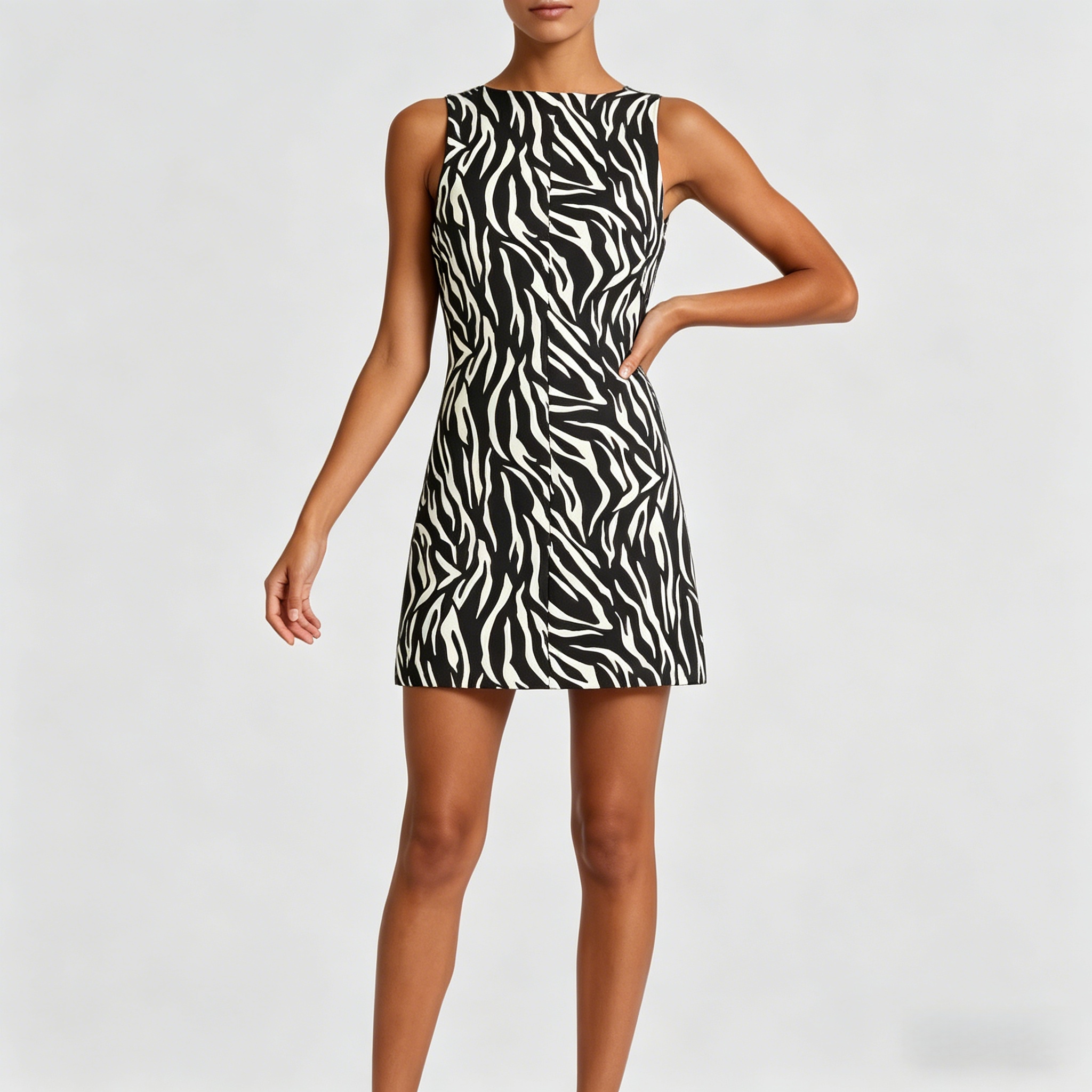 sachin and babi light blue dress Black White Zebra Print Dress